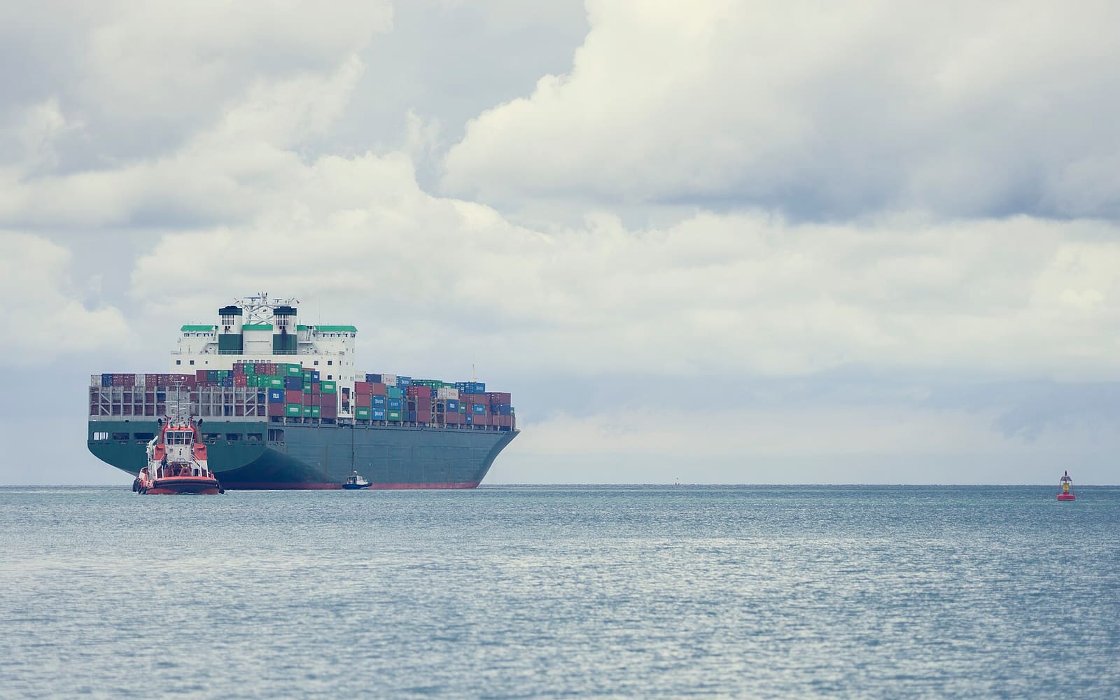 A container ship at sea